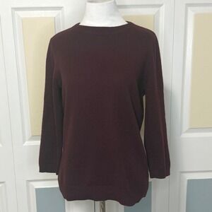 Talbots Pure Cashmere Crew Neck Long Sleeve Sweater Women's Medium Burgundy